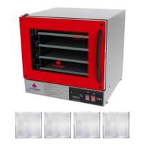 Kit - Forno Turbo Prp-004 Plus Digital 127v Vermelho + 4 Assadeiras - Progás 127v