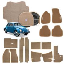 Kit Forração Completa Fusca 1970 a 1995 com Tapete Porta Mala e Capa de Estepe Carpete Bege Bordado