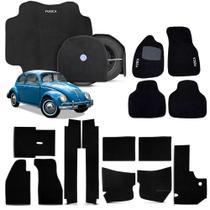Kit Forração Completa Fusca 1970 a 1995 com Tapete Porta Mala e Capa de Estepe Carpete Preto Bordado