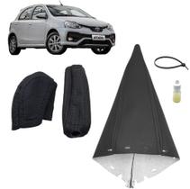 Kit Forro Coifa Com Capa Couro Protege Manopla Câmbio Manual E Capa Freio Mão Etios Xls 2013 Á 2021