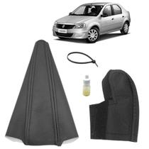 Kit Forro Coifa E Capa Couro Console Câmbio Manual Logan Avantage 2008 Á 2013 2 Peças