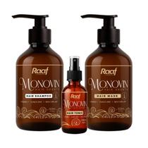 Kit Fortalecimento Capilar Antiqueda Monovin Raaf Cosmetics Shampoo, Máscara e Tônico