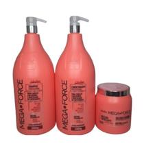 Kit Fortificante Capilar Mega Force Life Hair 2,5Litros (Sh + Cond + Masc)