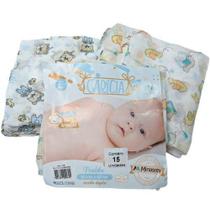 Kit Fralda 15 Unidades 65cm x 65cm Carícia Baby - Menino