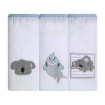 Kit Fralda Bebê Gifts Papi Friends Tubarão 70x70Cm 03 Un Kit Fralda Bebê Gifts Papi Friends Tubarão 70x70Cm 03 Un