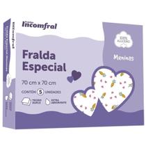 Kit Fralda Bebê Inconfral Especial Meninas 70 cm x 70 cm Pacote com 5 unidades