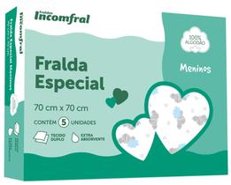 Kit Fralda Bebê Inconfral Especial Meninos 70 cm x 70 cm pacote com 5 unidades