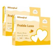 Kit Fralda Bebê Inconfral Luxo Lisa Branca 70 cm x 70 cm pacote com 5 unidades
