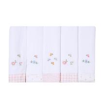 Kit Fralda Bordada Papi com 5 unidades 100% Algodão com bainha e barra em suedine Kit Fralda Bordada Papi com 5 unidades 100% Algodão com bainha e barra em suedine