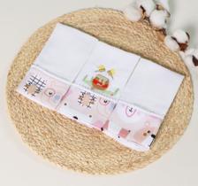 Kit Fralda de Boca Bebê 100% Algodão Estampada Variedades Menina Kit Fralda de Boca Bebê 100% Algodão Estampada Variedades Menina
