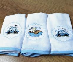 Kit Fralda de Boca Bebe Bordado 100% Algodão 03 Peças Kit Fralda de Boca Bebe Bordado 100% Algodão 03 Peças