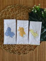 Kit Fralda De Boca SAFARI em Malha Bordada para Bebê Menino Menina 3 Peças