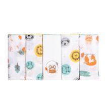 Kit Fralda de Pano Bordada para Bebê com 5 unidades 100% Algodão Menina e Menino 70x70 Karinho Papi
