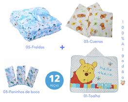 Kit fralda de pano+toalha+cueiro+paninho d boca ursinho pooh-minasrey Kit fralda de pano+toalha+cueiro+paninho d boca ursinho pooh-minasrey