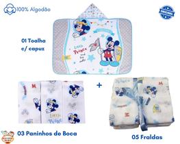 Kit fralda de pano+toalha+paninho de boca disney minasrey