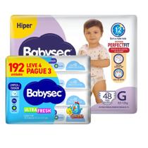 Kit Fralda Descartável Babysec Galinha Pintadinha Shortinho G + Toalha Umedecida 192 Unidades