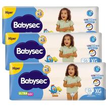 Kit Fralda Descartavél Babysec Ultra Hiper XG Com 56 Unidades - 3 Unidades Kit Fralda Descartavél Babysec Ultra Hiper XG Com 56 Unidades - 3 Unidades