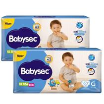 Kit Fralda Descartável Babysec UltraSec Hiper G 60 Unidades - 2 Unidades