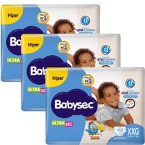 Kit Fralda Descartável Babysec UltraSec Hiper XXG Com 48 Unidades - 3 Unidades