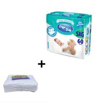 Kit Fralda Descartável Infantil Enzzo Baby + Toalha Umedecida C/ 50 Unidades