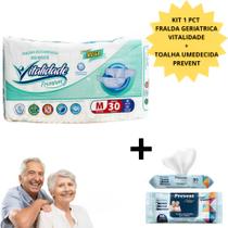 Kit Fralda Geriátrica Adulto Descartável Vitalidade Mega e Toalha Umedecida Prevent 50 Und Kit Fralda Geriátrica Adulto Descartável Vitalidade Mega e Toalha Umedecida Prevent 50 Und