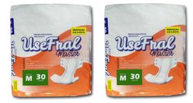 Kit Fralda Geriátrica Descartável UseFral Tamanho M - 60 Unidades