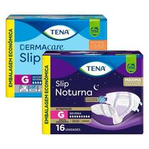 Kit Fralda Geriátrica Tena Dermacare Slip Ultra G com 16 unidades + Fralda Geriátrica Tena Slip Noturna G 16 Unidades