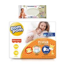Kit Fralda Infantil PomPom + Toalha Umedecida Personalidade