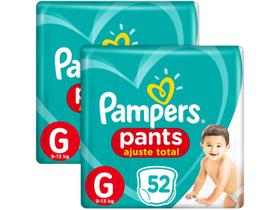 Kit Fralda Pampers Ajuste Total Pants - Calça Tam. G 9 a 13kg 104 Unidades