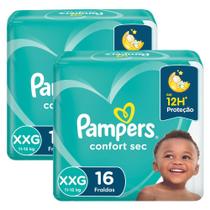 Kit Fralda Pampers Confort Sec Nova Pacotão Tamanho XXG 32 Unidades