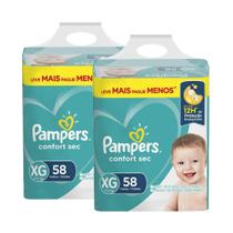 Kit Fralda Pampers Confort Sec Nova Super Tamanho XG 116 Unidades
