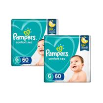 Kit Fralda Pampers Confort Sec Super Tamanho G 120 unidades Kit Fralda Pampers Confort Sec Super Tamanho G 120 unidades