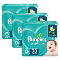 KIt Fralda Pampers Confort Sec Tamanho G com 114 Unidades