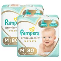 Kit Fralda Pampers Premium Care Jumbo Tamanho M 160 Unidades Kit Fralda Pampers Premium Care Jumbo Tamanho M 160 Unidades