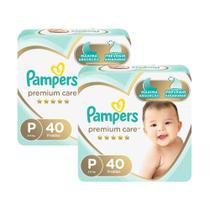 Kit fralda Pampers Premium Care Mega Tamanho P 80 Unidades