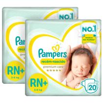 Kit Fralda Pampers Premium Care Recém Nascido Plus com 40 unidades - 3 à 6Kg