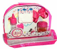 Kit Fralda para boneca reborn grande bolsa Infantil rosa mamadeira magica acessórios 1111 ED1 Brinquedos - Ed1brinquedos