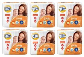 Kit Fralda Pom Pom Fisher-Price Derma Protek - Tam. M 4 a 9 kg - 168 Unidades