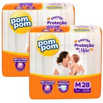 Kit Fralda Pom Pom Protek Proteção de Mãe Jumbo - Tamanho M - Total de 56 Unidades
