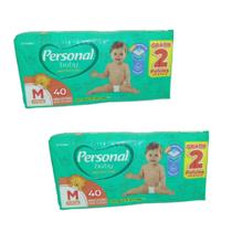 Kit Fraldas 2 Pacotes Fralda Personal Baby M - 40 unidades cada pacote.