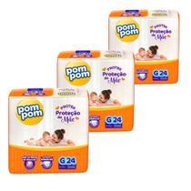 kit Fraldas 3 Pom Pom G com 24 unidades cada pacote.