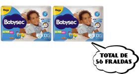 Kit Fraldas Babysec Ultrasec - TAM XXG - (2 pacotes-28 cada pacote) total de 56 tiras - ATACADO