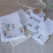 Kit Fraldas de Boca e Ombro Bebê Tricoline 100% Algodão com Saquinho Presenteável Ceci Petit Home