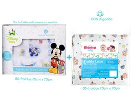 Kit fraldas de pano 05-disney + 05-turma da mônica algodão minasrey-incomfral