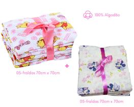 Kit fraldas de pano 05-disney+05-ursinho pooh algodão - minasrey
