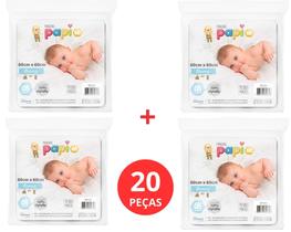 Kit fraldas de pano para bebê branca 20-unidades algodão-ata - PAPI