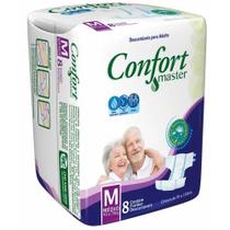 KIT Fraldas Geriátrica Confort Master Tamanho M 6 Pacote com 8 Unidades