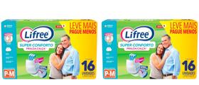 Kit Fraldas Geriatricas Descartáveis Lifree Tamanho P-M - 32 Unidades Kit Fraldas Geriatricas Descartáveis Lifree Tamanho P-M - 32 Unidades