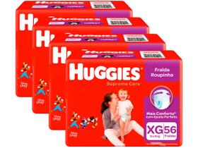 Kit Fraldas Huggies Supreme Care Roupinha Calça - Tam. XG 12kg a 15kg 4 Pacotes com 56 Unid Cada