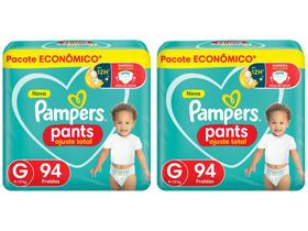 Kit Fraldas Pampers Pants Ajuste Total Tam. G - 9 a 13kg 2 Pacotes com 94 Unidades Cada
